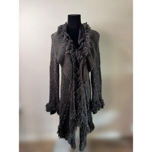 Pretty Angel Women Cottagecore Textured Fairy Cascade Cardigan Gray lace Boho